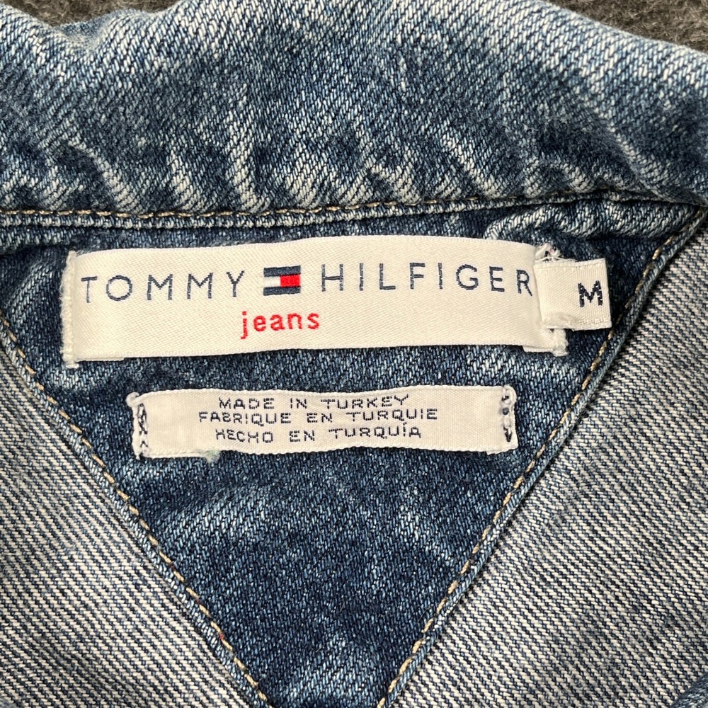 VTG Tommy Hilfiger Jeans Trucker Jacket Women Medium Blue Denim Cotton Casual - Picture 4 of 6